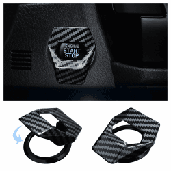 Auto Start Stop Knopf Abdeckung,Zinklegierung Auto Startknopf Abdeckung Auto Deko Innenraum,Abdeckung Startknopf Auto Kompatibel mit Civic CRV XRV Challenger Charger CHR (Kohlefaser)