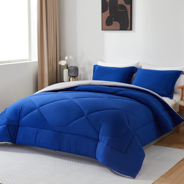 beeweed Bettdecke 155x220 Ganzjahresdecke Wende-Steppdecke 300 GSM 4 Jahreszeiten Bettdecke Duvet 155x220cm Weiche Mikrofaser Schlafdecke mit Kissenbezüge