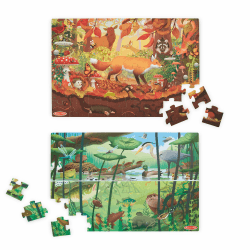 Melissa & Doug Let's Explore Doppelseitiges Bodenpuzzle Seek & Find mit Lupe | Puzzle für Kinder | Spionage und Suche nach Kindern |3+| Geschenk für Jungen oder Mädchen | FSC-zertifizierte Materialien