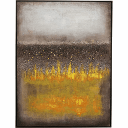 Kare Design Leinwandbild Vista Gelb, Wandbild, Leinwand, Acrylfarbe, handgemalt, Unikat, Abstrakt, Modern, Wohnzimmer, Schlafzimmer, Flur, 122x92 cm (L/B)