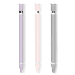 Hydream 3 Pack Silikon Hülle Kompatibel mit Apple Pencil 1st Generation Schutzhülle Holder Halter Zubehör, Anti-Rutsch Grip Griff mit Ladekappe Kappe und Pen Nib Spitze Case Cover (Rosa&Violett&Grau)