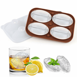 SilverChry Eiswürfelform-Kugeln, Runde Eiswürfelformen, Eiswürfelform mit Deckel und Trichter, BPA-Frei, Stapelbar und Leicht zu Lösen, Drei Stile für Cocktails, Whiskey, Säfte (Rugby*Braun)