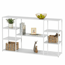 HDANI Metall-Konsolentisch mit 8 Ablageflächen, extra Langer Eingangstisch, schmaler Sofatisch, Flurtisch für Flureingänge, Foyer, Wohnzimmer (Weiß, 140×30×80cm)