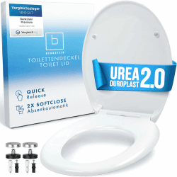 Benkstein® Toilettendeckel mit Absenkautomatik oval weiß – antibakterieller WC Sitz – Quick-Release zur einfachen Reinigung – einfache Montage – Urea-Duroplast – abnehmbar – bis 150kg belastbar