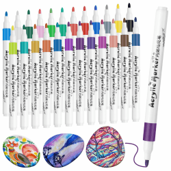 JIANTA Acrylfarben Stifte Marker, Acrylfarben Stifte zum Malen von Stein, Holz, Metall, Leinwand, feine Spitze Acrylstifte für Ostern, Halloween, Weihnachten (24)