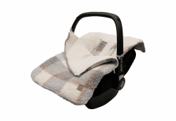 Jollein Fußsack Check Boucle - Teddy - Für Babyschale Kinderautositz Gruppe 0+ und Kinderwagen - Für 3-Punkt- und 5-Punkt-Gurt