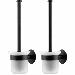 MaxDoux Klobürste- Toilettenbürste Schwarz WC Bürste Wandmontage Klobürste Schwarz WC Bürstengarnitur Toilettenbürstenhalter Ohne Bohren Inkl. Ersatzbürste- Klobürstenhalter für Bad und WC- 2 Packung
