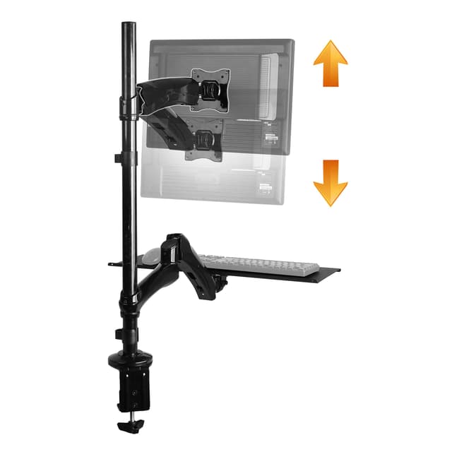 RICOO Monitorhalterung mit Tastatur Ablage Monitor Halterung Tisch Workstation für 13-27 Zoll VESA Tischhalterung TS1211 Monitorarm Bildschirmhalterung Bildschirm Halter Arme für Computermonitore