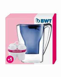 BWT Penguin inkl Filter mit 1 Magnesium Filterkartusche | Wasserfilter Trinkwasser | Filtert Kalk, Chlor, Blei & Kupfer Filterkannen, dunkelblau