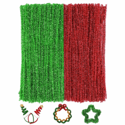 KINGLAKE Pfeifenputzer 200 Stück, Pfeiffenputzerdraht Rot+Grün, 30CM Pfeiffenputzerdraht Biegbar, Pfeifenreiniger Zum Basteln, Dekorieren, Weihnachten
