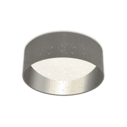 BRILONER Leuchten - LED Deckenleuchte, Stoff-Deckenleuchte, Stoffleuchte inkl. Sterneneffekt, 12 Watt, 1.200 Lumen, 4.000 Kelvin, Grau-Silber, Ø32cm Deckenleuchte 32cm Grau-silber