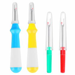 Aruicheng Nähen Nahttrenner 4 Stück Nahtauftrenner mit Schutzkappe Seam Ripper Set Groß & Klein Nahttrenner Nähzubehör zum Öffnen von Nähten und Säumen