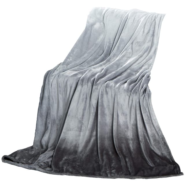 CelinaTex Kuscheldecke 150 x 200 cm grau Luxus Wohndecke Cashmere Touch Farbverlauf weich Mikrofaser Flanell Oeko-TEX Ombre 150 x 200 cm Grau Farbverlauf