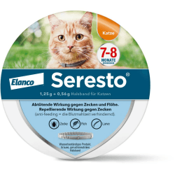 Elanco Seresto® Zeckenhalsband für Katzen: 7 bis 8 Monate wirksamer Schutz gegen Zecken und Flöhe, Länge 36 cm, 1,25 g + 0,56 g