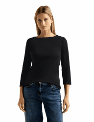 Cecil Damen Boatneck Basic Baumwollshirt U-Boot Ausschnitt