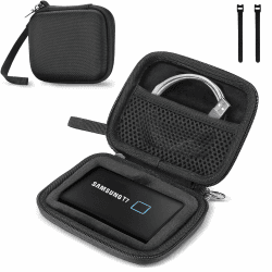 ProCase Festplatten Tasche für Samsung T7/ T7 Touch Portable SSD (500GB/1TB/2TB) Stoßfest Hart Hülle Organizer für Tragbar Externe Festplattentaschen -Schwarz