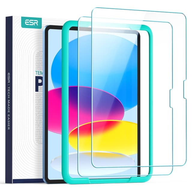 ESR 2 Stück Schutzfolie für iPad 11. / 10. Generation A16/A14 (11/10,9 Zoll, 2025/2022), 9H Panzer Schutz Glas mit Montagerahmen, Kratzfest, Blasenfrei, HD-Klarheit, Kompatibel mit Pencil (USB-C)