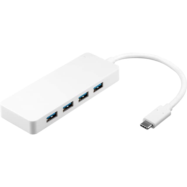 Goobay 66274 USB C Multiport Verteiler / 4 Port USB 3.0 Buchsen Typ A / 5 Gbits USB Verteiler / Mehrfachstecker für PC MacBook & Laptop / USB-C Hub / Weiß