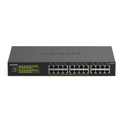 NETGEAR GS324P 24 Port Gigabit Ethernet LAN PoE Switch (mit 16x PoE+ 190W, Plug-and-Play Netzwerk Switch, Desktop oder 19 Zoll Rack-Montage, energieeffizient, robustes Metallgehäuse), schwarz