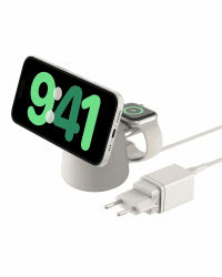 Belkin BoostCharge Pro kabellose 2-in-1-Ladestation mit MagSafe (15 W), MagSafe Ladegerät, kompatibel mit iPhone der Serien 16, 15, 14, 13, 12, AirPods und Anderen MagSafe-fähigen Geräten