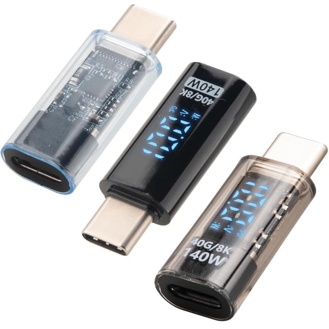 Leehitech 3Stück 140W USB C auf USB C Adapter 40 Gbit/s, Adapter USB C mit LED Display, 8K@60 Hz Video Passthrough, Schnelllade Typ C Adapter für iPhone 16/15/Pro Max, MacBook, Galaxy S24/S23