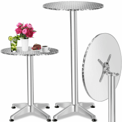 tectake® 2in1 Stehtisch klappbar Ø 60cm, Bistrotisch, Balkontisch klappbar, Bartisch aus Aluminium, höhenverstellbarer Tisch 75cm / 115cm, Partytisch