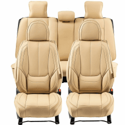 VEVOR universelle Autositzbezüge, Vorder- und Rücksitz, 13-teiliger Kunstleder-Sitzbezug, vollständig geschlossenes Design, abnehmbare Kopfstütze & Airbag-kompatibel, für die meisten Lastwagen Beige