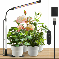 Niello Growlampe für Zimmerpflanzen, Vollspektrum Pflanzenlicht mit Sockel, Pflanzenlampe Auto ON/Off 3/9/12H Timer, 10 dimmbare Stufen für kleine Zimmerpflanzen