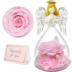 Yamonic Ewige Rose Engel Geschenke für Frauen Weihnachten,Ewige Rose Engel Figur Geschenke für Mama,Oma Geschenk Weihnachten,Ewige Rose im Glas Schutzengel Weihnachten, Geburtstagsgeschenk für Frauen