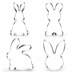 Ausstechform Osterhase Groß, 4 Stück Ausstechformen Ostern, Hasen Ausstecher Groß, Hasenform Ausstecher, Keksausstecher Ostern Edelstahl Hasenausstecher, Plätzchen Ausstecher Hase, für DIY Osterbacken