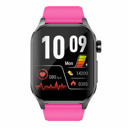 Knauermann PRO 3 (2024) Schwarz - Gesundheitsuhr Smartwatch mit Telefoniefunktion - EKG + HRV und SOS Funktion - AMOLED Display- BT Bluetooth - Schlafapnoe - Silikonband Rose, 14-24