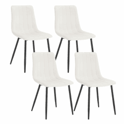 Klihome Esszimmerstühle 4er Set, Küchenstuhl, Esstisch Stuhl, Polsterstuhl, Wohnzimmerstuhl, Design Stuhl, mit Rückenlehne Metallbeinen, Sitzfläche aus Samt, Beige, K0008EZS-4