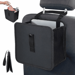 RAOLAWOBA Auto Mülleimer Faltbar Hängend Wasserdicht Auslaufsicher Müllbehälter Tragbar Universal Auto Abfalleimer 7L Schwarz Oxford cloth+EVA 23.2x14x23.2 cm 300g