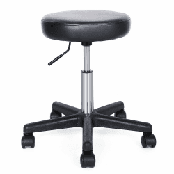 SONGMICS Drehhocker auf Rollen, höhenverstellbarer Rollhocker, 46-58 cm, mit Kunstleder bezogener Sitz, Arbeitshocker für Kosmetikstudios, Friseursalons, Büros, Praxen, schwarz LJB61B