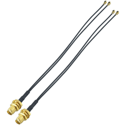 URCIANOW 2 Stück Y-Typ SMA Buchse zu doppelter U.FL(IPEX/IPX) Buchse 32AWG Draht eine Ader mit Geflecht RF Koaxialkabel FPE Jacke OD:1.13 für Antennen drahtlose RF Koaxialkabel