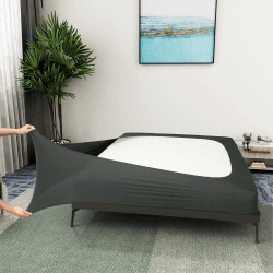 Alyvia Spring Boxspring-Bezug in voller Größe – Jersey-Strick & dehnbar um 4 Seiten Bettrock für Hotel und Zuhause – Full/Full XL, Grau