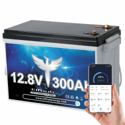 Elfhub 12V 300Ah LiFePO4 Autobatterie mit Bluetooth Eingebauter 200A BMS,3840Wh Deep Cycle Lithium Batterie, 4000+ Zyklen, Ideal für Wohnmobil, Solar Trailer