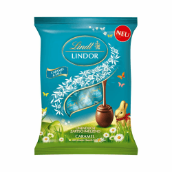 Lindt Schokolade LINDOR Eier Caramel & Salz | 90 g | LINDOR Vollmilcheier mit zartschmelzender Caramel Füllung und einem Hauch Salz | Oster Schokolade | Schokoladengeschenk | Ostereier | Schokoeier