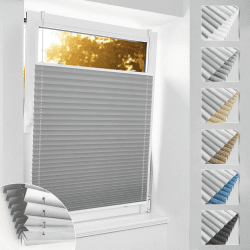 bobodeco Plissee ohne Bohren Verdunkelung Klemmfix, Hellgrau 85x110 cm(BxH) Thermo Plissees 100% Verdunkelnd & lichtundurchlässig Plisseerollo, Sichtschutz und Sonnenschutz für Fenster & Tür B85 x H110 cm Hellgrau