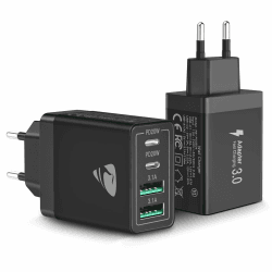 2-Pack USB C Ladegerät, 4-Port Adapter Mehrfach mit USB-C und USB-A, 40W Schnellladegerät PD 3.0 Charger Power Netzteil für iPhone 15 Pro Max 14 13 12 11 SE XS XR,Samsung,Handys