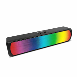 KROM K-POP- Soundbar 2x3 RMS, Stereo-Sound, Bluetooth, TF-Kartensteckplatz, RGB-LED, USB, AUX-Anschluss 3,5 mm Klinke, Größe 280 x 59 x 60 mm, Farbe Schwarz