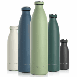 LARS NYSØM Edelstahl Trinkflasche 350ml, 500ml, 750ml, 1L, 1 5 liter | Thermosflasche Kohlensäure geeignet |Wasserflasche auslaufsicher für Sport, Outdoor, Schule (Sage Green, XL 1500ml) Sage Green 1500 ml