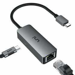 uni USB-C auf Ethernet Adapter 100W PD, 1Gbps Gigabit RJ45 LAN Netzwerkadapter mit Stromversorgung -Kompatibel mit Laptop, MacBook Pro/Air, Dell XPS, iPad Pro