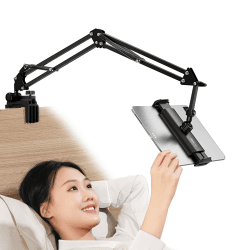 ULANZI Tablet Halterung für Bett & Schreibtisch – 360° Drehbare Universalhalterung mit Federtechnik für iPad, Tablets, Telefone oder Andere Geräte mit 4,6 bis 12,9 Zoll, Starker Klemmarm bis 1,2 kg