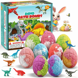 Qivatex Badebomben für Kinder mit Dinosaurier-Spielzeug im Inneren, 9Stück für Kinder Ostern Geschenke, Geburtstagsgeschenke für Jungen und Mädchen 3–12 Jahren