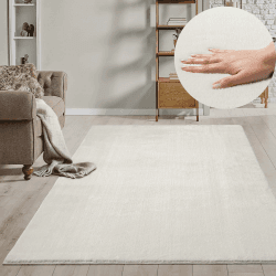 the carpet Relax Moderner Flauschiger Kurzflor Teppich, Anti-Rutsch Unterseite, Waschbar bis 30 Grad, Super Soft, Felloptik, Creme-2, 240 x 340 cm
