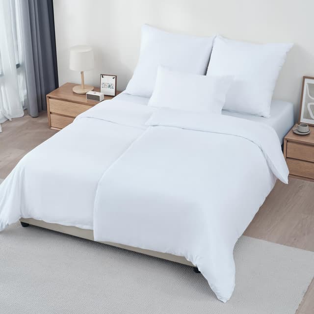 Z-hom 155x220cm Bettwäsche + 2 Kissenbezügen 80x80 cm - Oeko-Tex zertifizierte, Bettwäsche-Sets Polyester Mikrofaser mit Reißverschluss, Superweiches Bettbezug Set Weiß