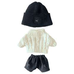 niannyyhouse 20cm Plüsch Puppe Kleidung Quadrat Gesicht Hut Pullover Jeans 8in Stuffed Doll Dressup (A-1)