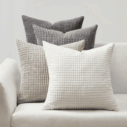 Topfinel Kissenbezug 50x50 Grau 4er Set Cord körnig Farbverlauf Kissenbezüge Kissenhülle Dekokissenbezug Sofakissen Couchkissen für Sofa Schlafzimmer Wohnzimmer Balkon Kinder flauschig