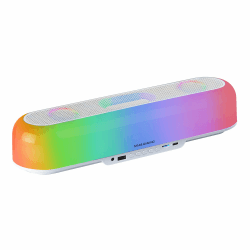 Mars Gaming MSB-ORB, Tragbarer Lautsprecher + Soundbar 20W, Orbilight RGB 360° Beleuchtung, Soundbar mit Triple-Driver-System, Gaming-Lautsprecher Bluetooth 5.3 / USB/MicroSD/AUX/FM, Weiß MSBORBW